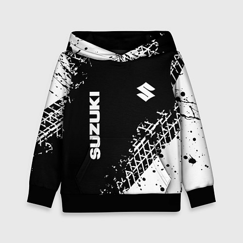 Детская толстовка Сузуки: следы от шин / 3D-Черный – фото 1