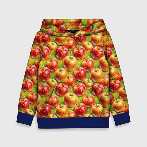 Детская толстовка Вкусные яблоки паттерн / 3D-Синий – фото 1