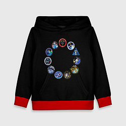 Толстовка-худи детская NASA круг логотипов, цвет: 3D-красный