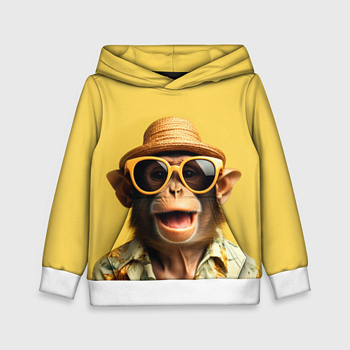 Детская толстовка Обезьяна в шляпе / 3D-Белый – фото 1