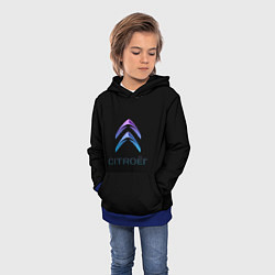 Толстовка-худи детская Citroen logo neon, цвет: 3D-синий — фото 2