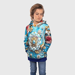 Толстовка-худи детская Цветы и жемчуг, цвет: 3D-синий — фото 2