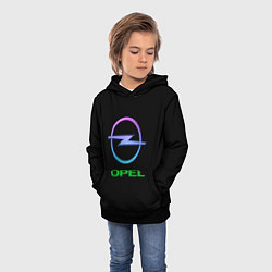 Толстовка-худи детская Opel auto neon, цвет: 3D-черный — фото 2