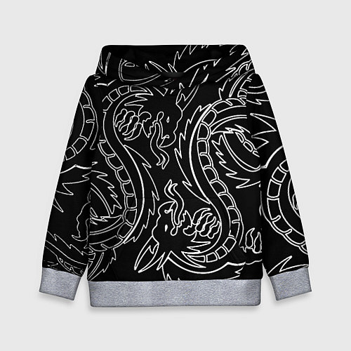 Детская толстовка Драконы татуировки самураи / 3D-Меланж – фото 1