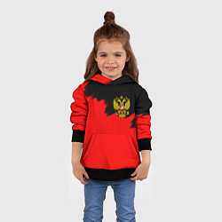 Толстовка-худи детская Россия красные краски, цвет: 3D-черный — фото 2
