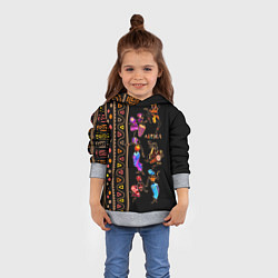 Толстовка-худи детская Африканские танцы - этнический орнамент, цвет: 3D-меланж — фото 2
