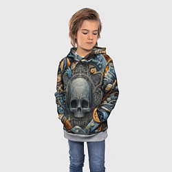 Толстовка-худи детская Композиция с черепом - нейросеть, цвет: 3D-меланж — фото 2