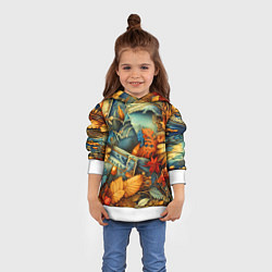 Толстовка-худи детская Композиция из цветов и рваной джинсы - нейросеть, цвет: 3D-белый — фото 2