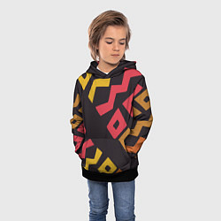 Толстовка-худи детская Абстракция - этно мотивы, цвет: 3D-черный — фото 2