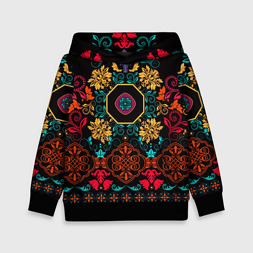 Детская толстовка Цветной орнамент / 3D-Черный – фото 1