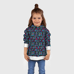 Толстовка-худи детская Абстрактный орнамент с концепцией, цвет: 3D-белый — фото 2
