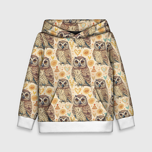 Детская толстовка Совы милые в паттерне / 3D-Белый – фото 1