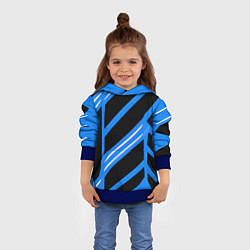 Толстовка-худи детская Black and white stripes on a blue background, цвет: 3D-синий — фото 2