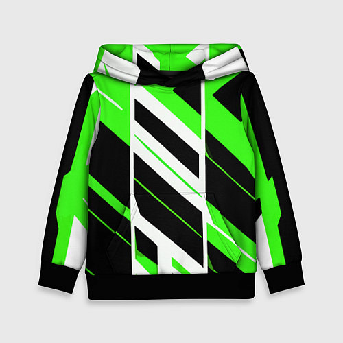 Детская толстовка Black and green stripes on a white background / 3D-Черный – фото 1