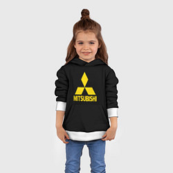 Толстовка-худи детская Mitsubishi logo yelow, цвет: 3D-белый — фото 2