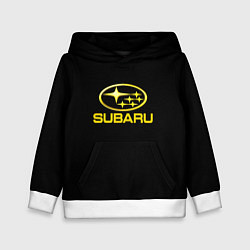 Толстовка-худи детская Subaru logo yellow, цвет: 3D-белый