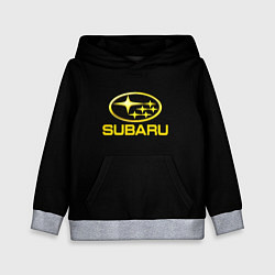 Толстовка-худи детская Subaru logo yellow, цвет: 3D-меланж