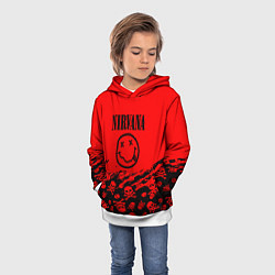 Толстовка-худи детская Nirvana rock skull, цвет: 3D-белый — фото 2