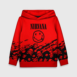 Толстовка-худи детская Nirvana rock skull, цвет: 3D-красный