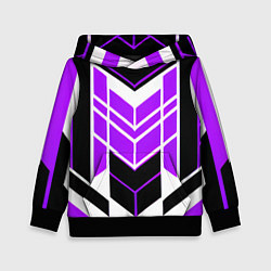 Толстовка-худи детская Purple and black stripes on a white background, цвет: 3D-черный