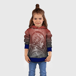 Толстовка-худи детская Гравюра девуша-андроид, цвет: 3D-синий — фото 2