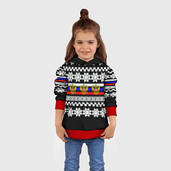 Толстовка-худи детская Rusiia winter pattern, цвет: 3D-красный — фото 2
