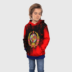 Толстовка-худи детская СССР краски красные текстура, цвет: 3D-синий — фото 2
