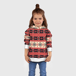 Толстовка-худи детская Этнический геометрический узор, цвет: 3D-белый — фото 2