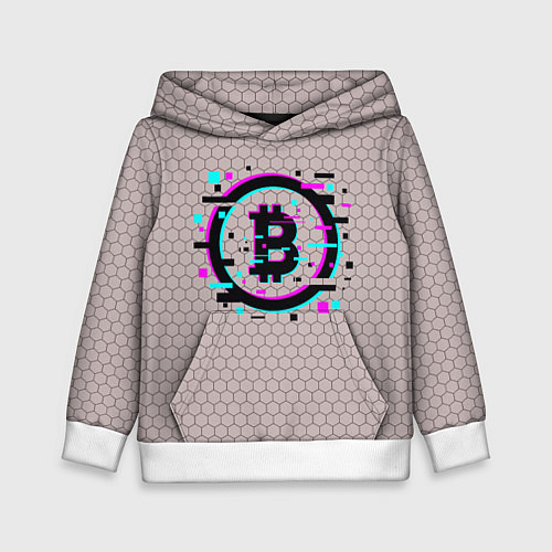 Детская толстовка Биткоин символ - сетка / 3D-Белый – фото 1