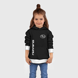 Толстовка-худи детская Subaru logo white, цвет: 3D-белый — фото 2