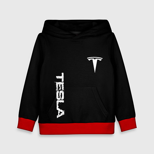 Детская толстовка Tesla logo white / 3D-Красный – фото 1