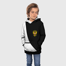 Толстовка-худи детская Герб РФ текстура спорт, цвет: 3D-черный — фото 2