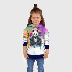 Толстовка-худи детская Panda samurai - Japan, цвет: 3D-синий — фото 2