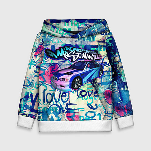 Детская толстовка NFS Most Wanted graffitti / 3D-Белый – фото 1