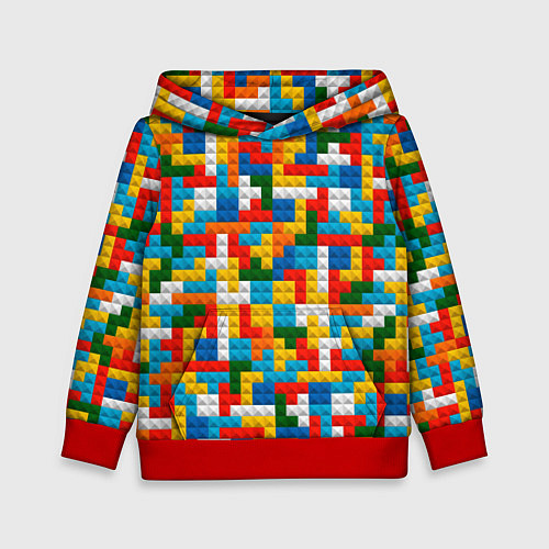 Детская толстовка Разноцветные квадратные плитки / 3D-Красный – фото 1