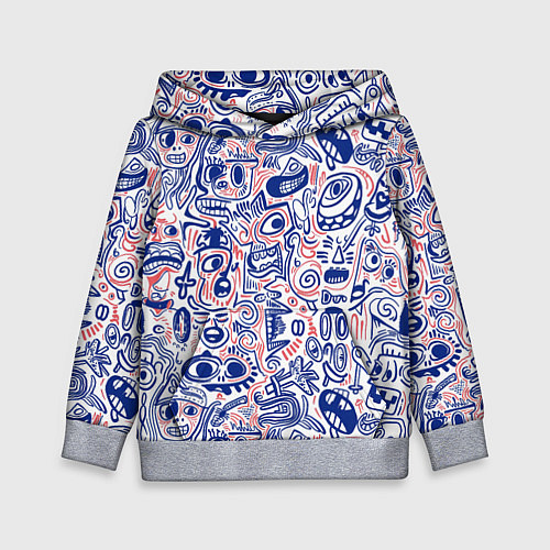 Детская толстовка Рожицы с узорами / 3D-Меланж – фото 1