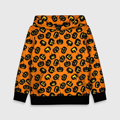 Детская толстовка Тыквенный хэллоуин узор / 3D-Черный – фото 1
