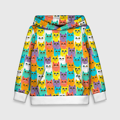 Детская толстовка Разноцветные узорчатые котята / 3D-Белый – фото 1