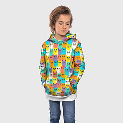 Толстовка-худи детская Разноцветные узорчатые котята, цвет: 3D-белый — фото 2