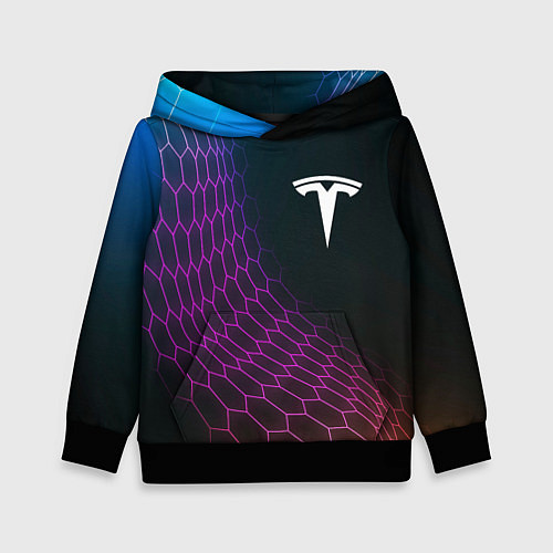 Детская толстовка Tesla neon hexagon / 3D-Черный – фото 1