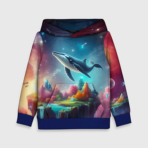 Детская толстовка Космический кит - нейросеть / 3D-Синий – фото 1