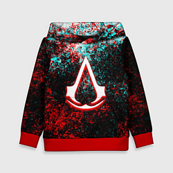 Толстовка-худи детская Assassins Creed logo glitch, цвет: 3D-красный