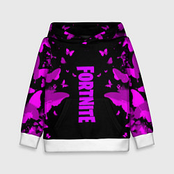 Толстовка-худи детская Fortnite buterfly neon, цвет: 3D-белый