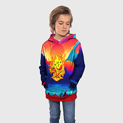 Толстовка-худи детская Samurai fire logo japan, цвет: 3D-красный — фото 2