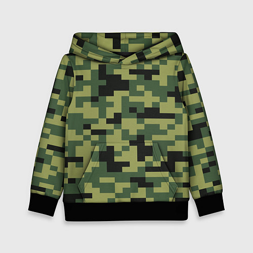 Детская толстовка Камуфляжный стиль текстура пикселя / 3D-Черный – фото 1