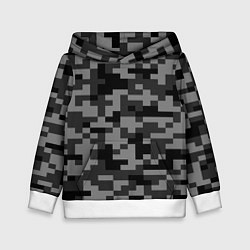 Толстовка-худи детская Камуфляжные пиксели блэк, цвет: 3D-белый