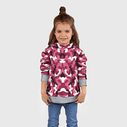 Толстовка-худи детская Розовые пиксели камуфляж, цвет: 3D-меланж — фото 2