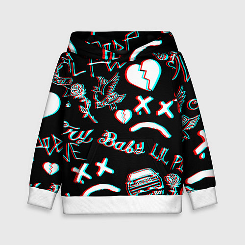 Детская толстовка Lil Peep logo glitch / 3D-Белый – фото 1