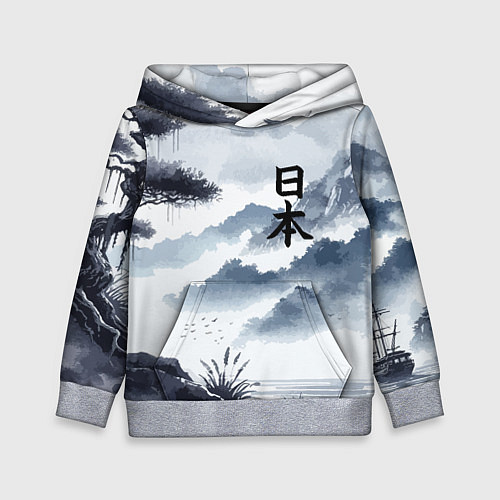 Детская толстовка Японский пейзаж - нейросеть / 3D-Меланж – фото 1