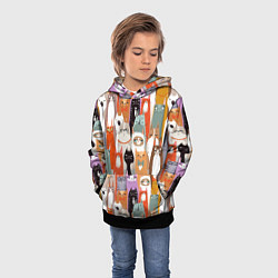 Толстовка-худи детская Мультяшные коты мемы, цвет: 3D-черный — фото 2